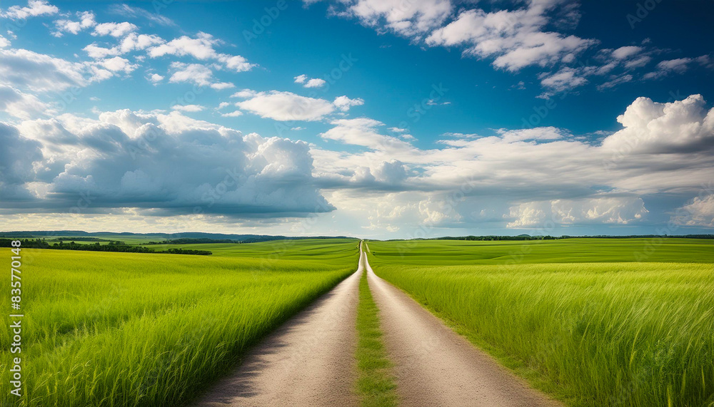 Fototapeta premium 草原の小道, Generative AI AI画像