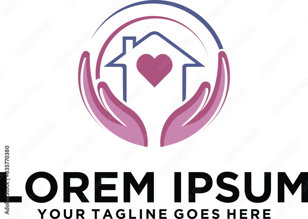 Obraz premium Home Care logo hands design