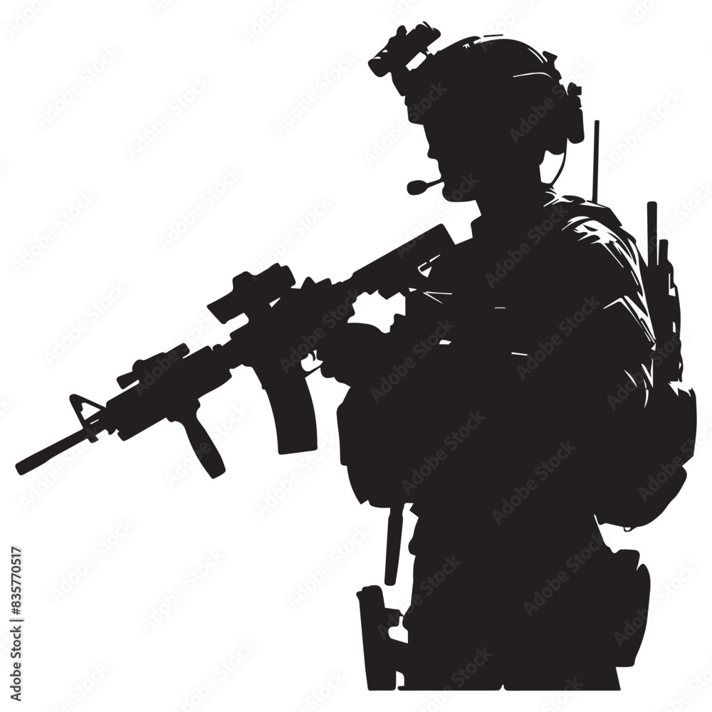 silhouette of a salute soldier in black and white.
