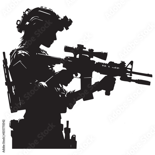 black silhouette soldier aiming rifle clip art preview