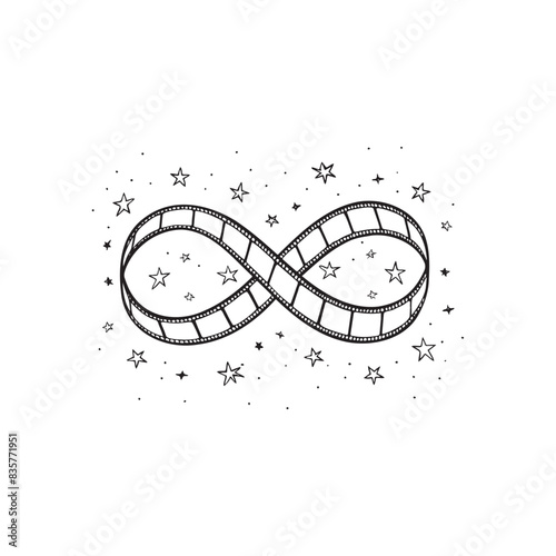 Illustration of infinity symbol movie roll tape