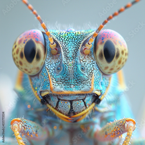 grasshopper on a blue