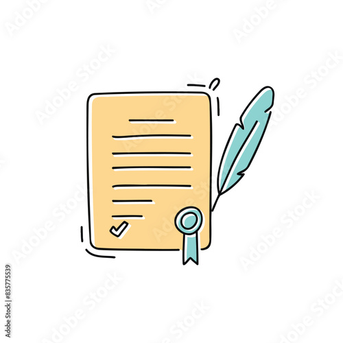 Illustration of a certificates or a contracts and signatures approval.