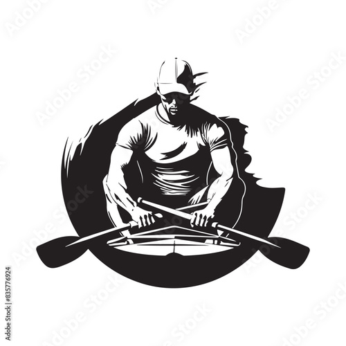 Sport kayak silhouette logo isolated on white background
