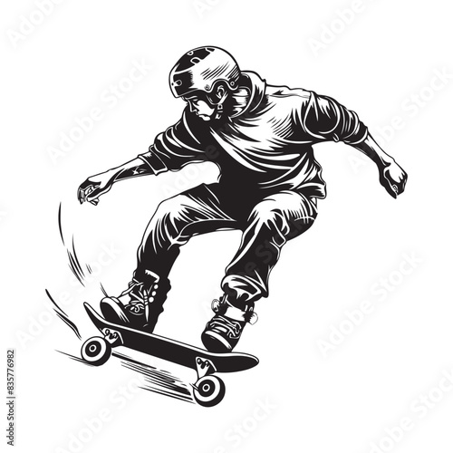 Skateboarder Playing Skateboard Sport Action