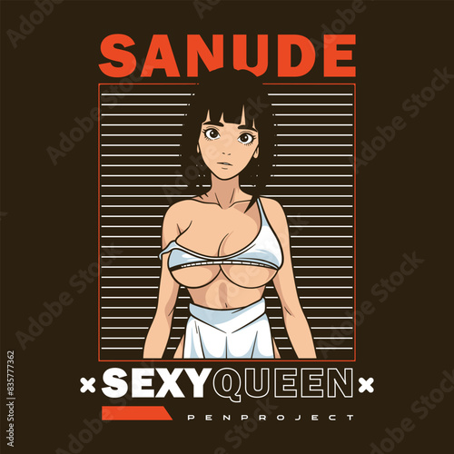 sexy queen t shirt template design illustration