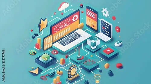 gamification concept in education and marketing, interactive engaging content
