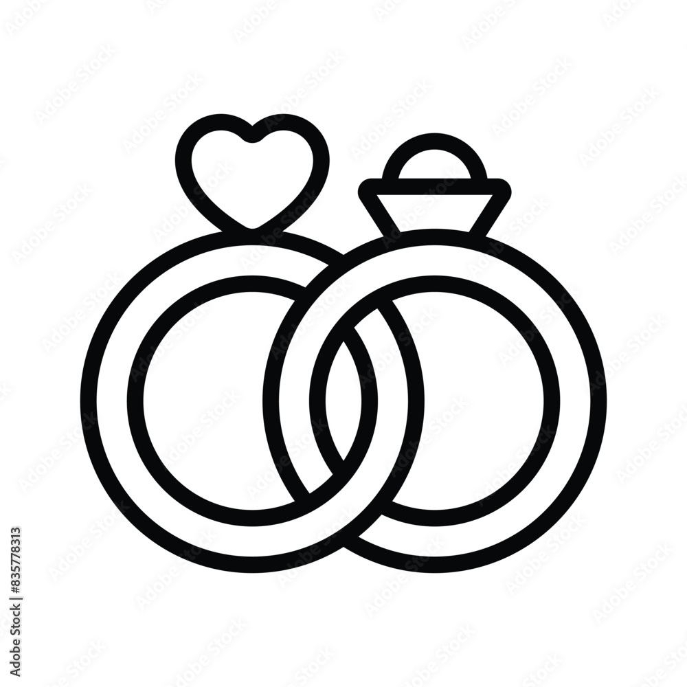 Wedding rings icon, engagement rings vector design Wedding rings icon, engagement rings vector design