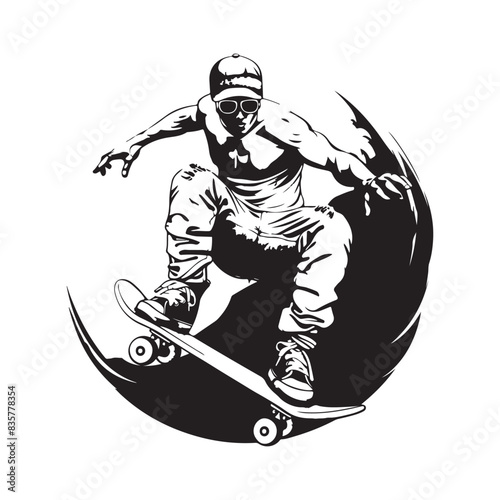 Skateboarding Art Vector Illustration Logo Stock Vector