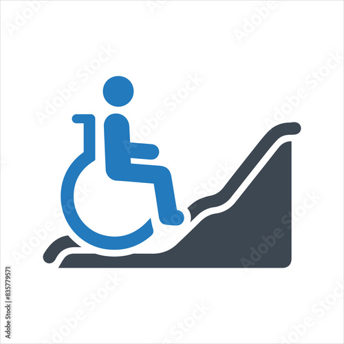 Access ramp icon. Wheelchair handicap icon