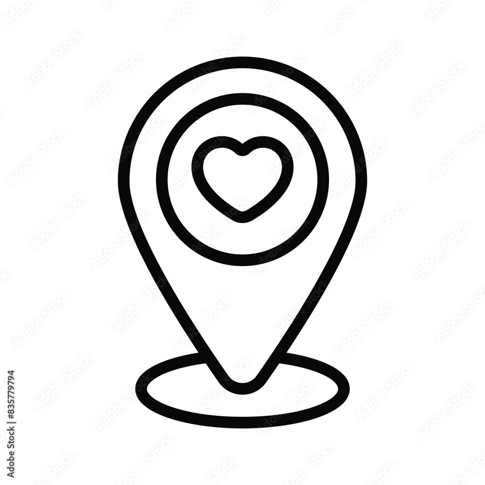 Heart symbol inside location pin showing concept icon of romantic place Heart symbol inside location pin showing concept icon of romantic place