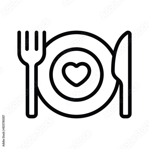 Fork and knife with plate denoting meal vector design