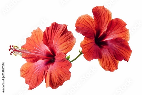 Hibiscus bright large red flower isolated on white background. Full depth of field, clipping path. Focus stacking. PNG, Generative AI