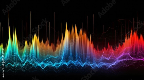 photograph of sound waves visualized as a colorful spectrum, revealing the different frequencies present in the sound 