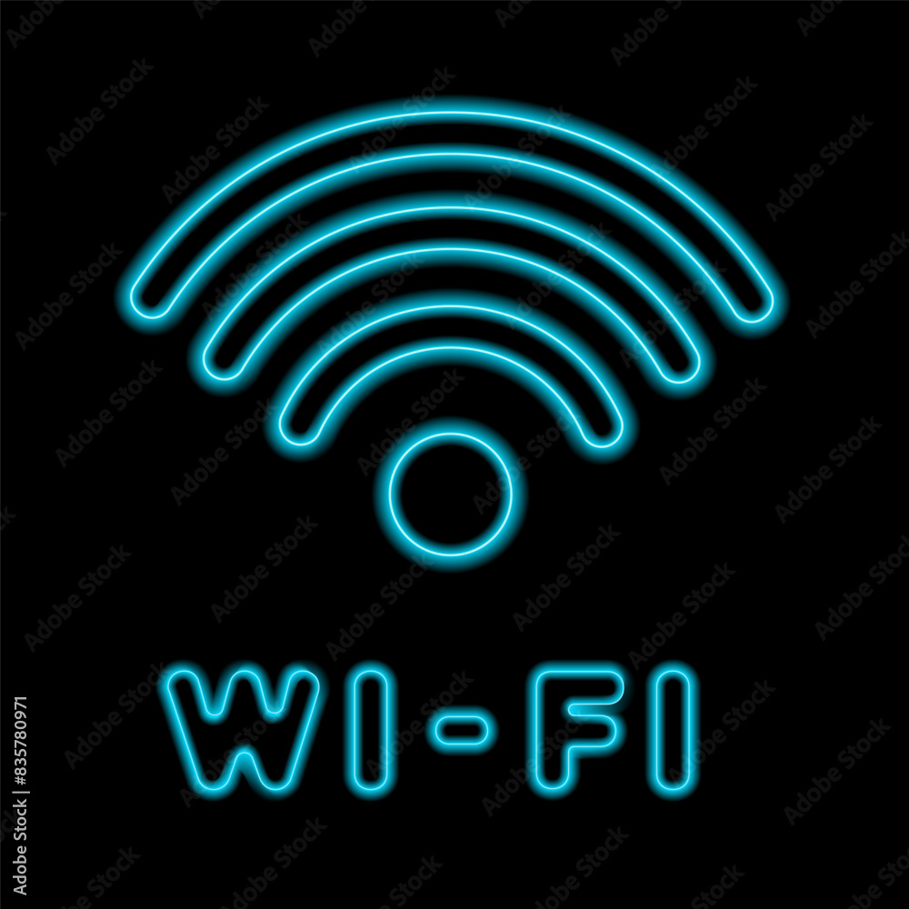 Wi-Fi neon effect green colour on black background, symbol, signal, connect, internet, icon, vector illustration Wi-Fi neon effect green colour on black background, symbol, signal, connect, internet, icon, vector illustration