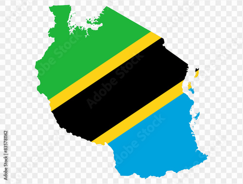 Tanzania map flag  isolated on png or transparent background vector illustration.