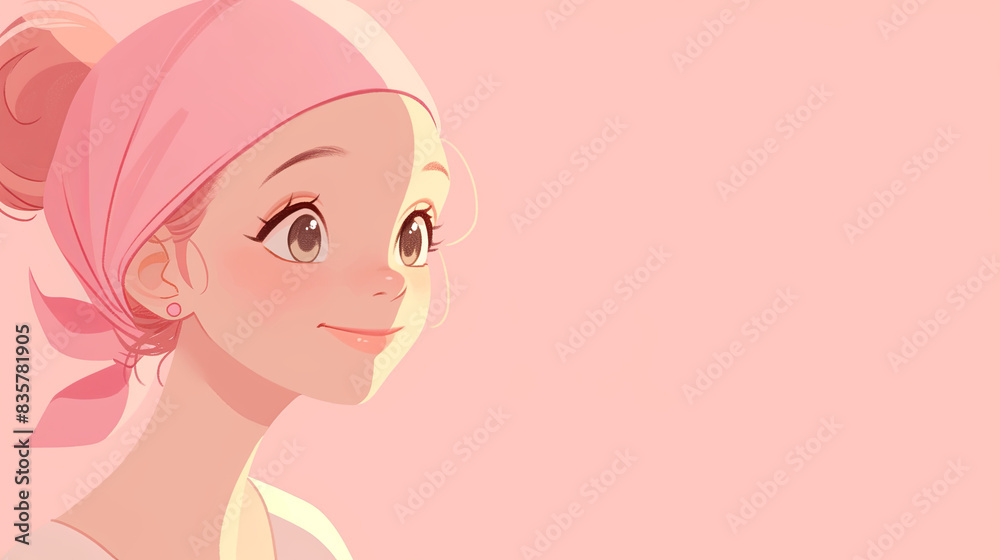 A girl with a pink scarf on her head A girl with a pink scarf on her head