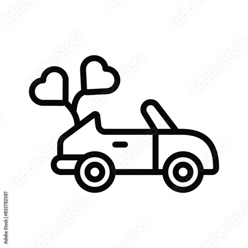 Wedding car with heart balloons, ready to use and download