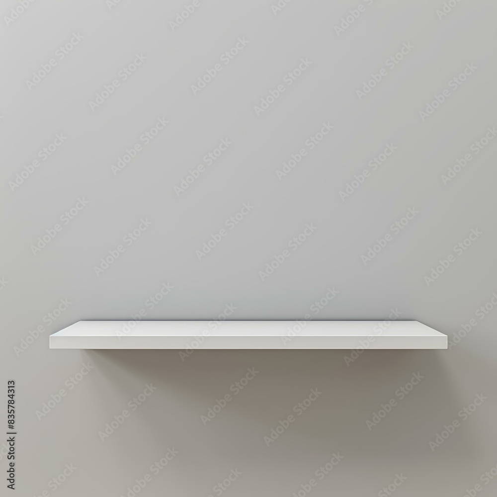 A contemporary and chic image featuring a white, empty floating shelf against a plain gray wall, showcasing minimalistic design and clean lines. A contemporary and chic image featuring a white, empty floating shelf against a plain gray wall, showcasing minimalistic design and clean lines.