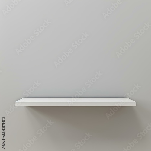Wallpaper Mural A contemporary and chic image featuring a white, empty floating shelf against a plain gray wall, showcasing minimalistic design and clean lines. Torontodigital.ca