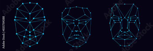 Human face 2d digital biometric abstract id grid vector