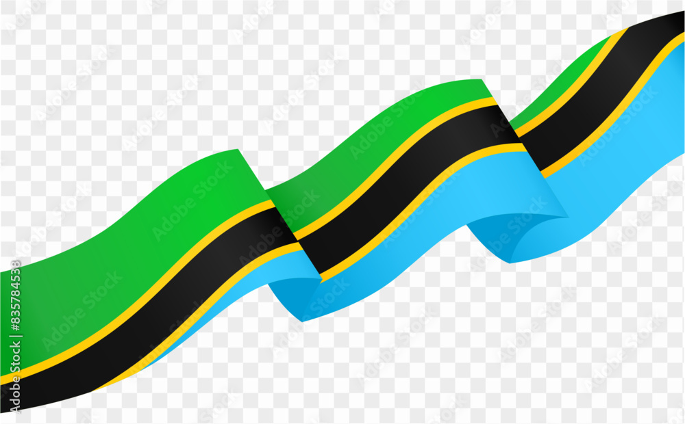 Tanzania flag wave isolated on png or transparent background vector ...