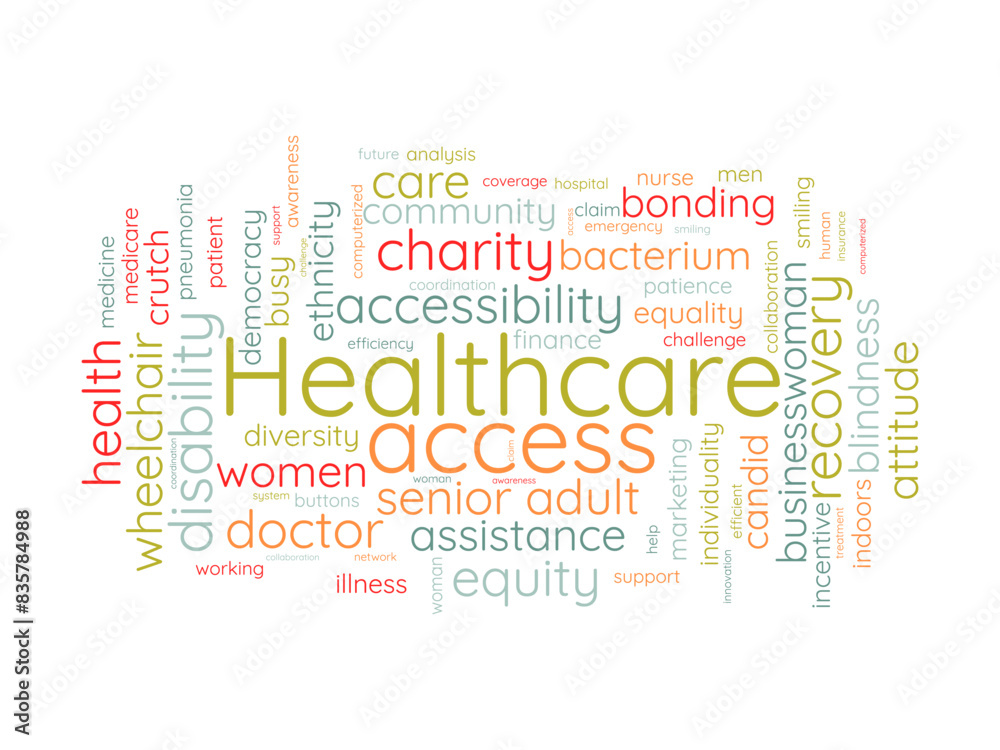 Fototapeta premium Healthcare access word cloud template. Healthcare and medicine concept vector tagcloud background.