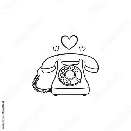 Illustration of rotary phone with love sign