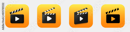 Video montage mobile app 3d modern icon. Movie making new style phone application icon