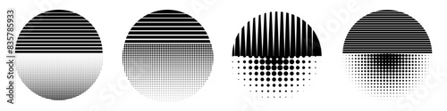 Retro sun circle old logo. Vector design vintage sunrise sunset.