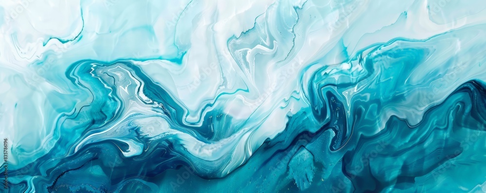 Abstract blue and white fluid art painting, resembling ocean waves with flowing, swirling patterns. Perfect for modern decor and design inspiration. Abstract blue and white fluid art painting, resembling ocean waves with flowing, swirling patterns. Perfect for modern decor and design inspiration.