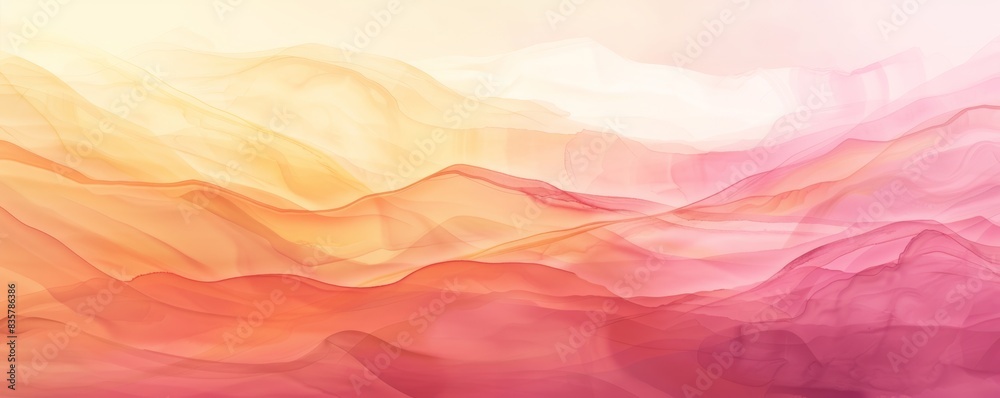 Abstract gradient background in warm shades of pink, orange, and yellow blending smoothly to create a serene and soft visual landscape. Abstract gradient background in warm shades of pink, orange, and yellow blending smoothly to create a serene and soft visual landscape.