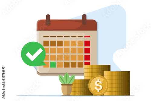 The Salary Ladder concept is an automatic or recurring payment schedule agenda that is successfully created on the calendar and check marks, tax bill time, income day date, financial plan.