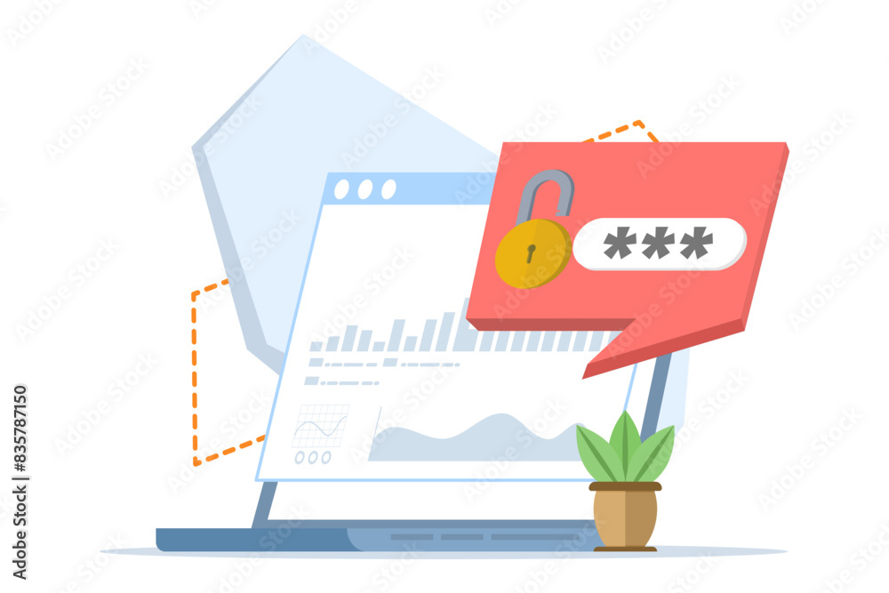 security concept, personal access, device with password secure notification and lock notification icon vector illustration isolated on white, user authorization, login form icon, internet protection. security concept, personal access, device with password secure notification and lock notification icon vector illustration isolated on white, user authorization, login form icon, internet protection.