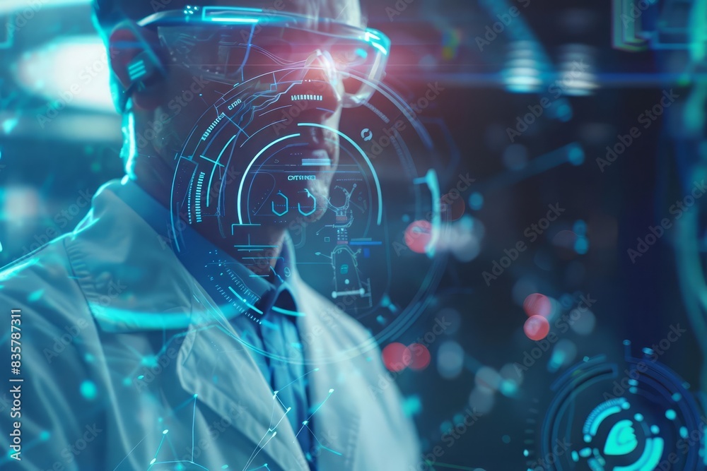 Stringent medical licensing requirements that uphold the standards of medical practice, close up shot, focus on main subject, with HUD hologram, hitech style, with copy space Stringent medical licensing requirements that uphold the standards of medical practice, close up shot, focus on main subject, with HUD hologram, hitech style, with copy space