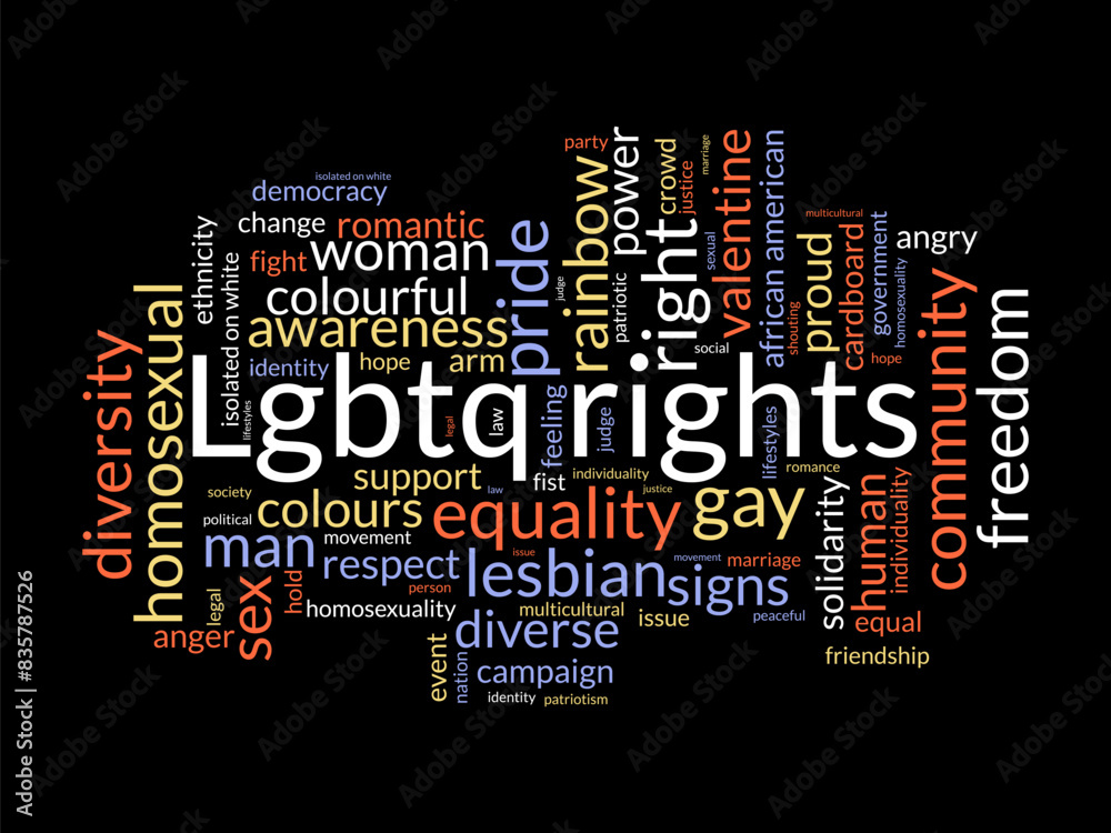LGBTQ rights word cloud template. Pride community concept vector tagcloud background. LGBTQ rights word cloud template. Pride community concept vector tagcloud background.