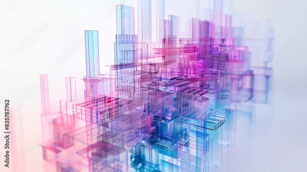 hologram of data technology Structure background. 3d rendering 3d illustration . 