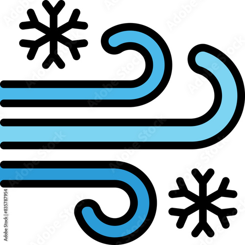 freezing windy filled outline icon