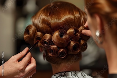 Vintage Inspired Victory Rolls Hairstyle Created by Professional Hairstylist
