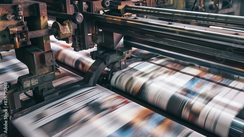 Newspaper production at printing press in publishing house