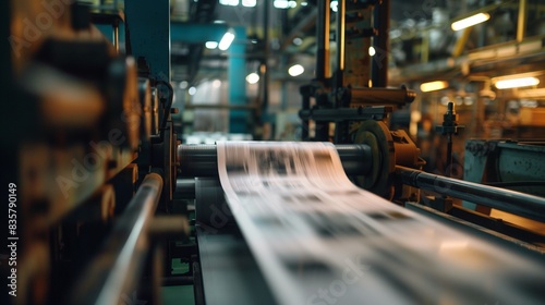 Newspaper production at printing press in publishing house