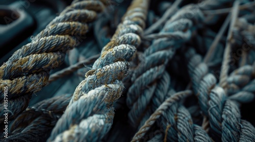 Close up background of a ship rope collapse