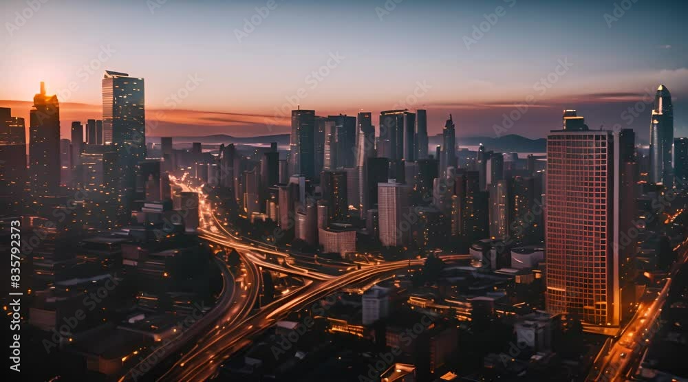 Dynamic cityscape at twilight. The vibrant energy of the city comes alive as the day transitions to night. Dynamic cityscape at twilight. The vibrant energy of the city comes alive as the day transitions to night.