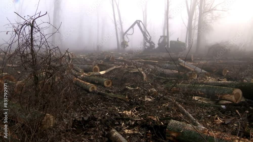 Deforestation. Logging. Environmental problem - destruction of rainforest