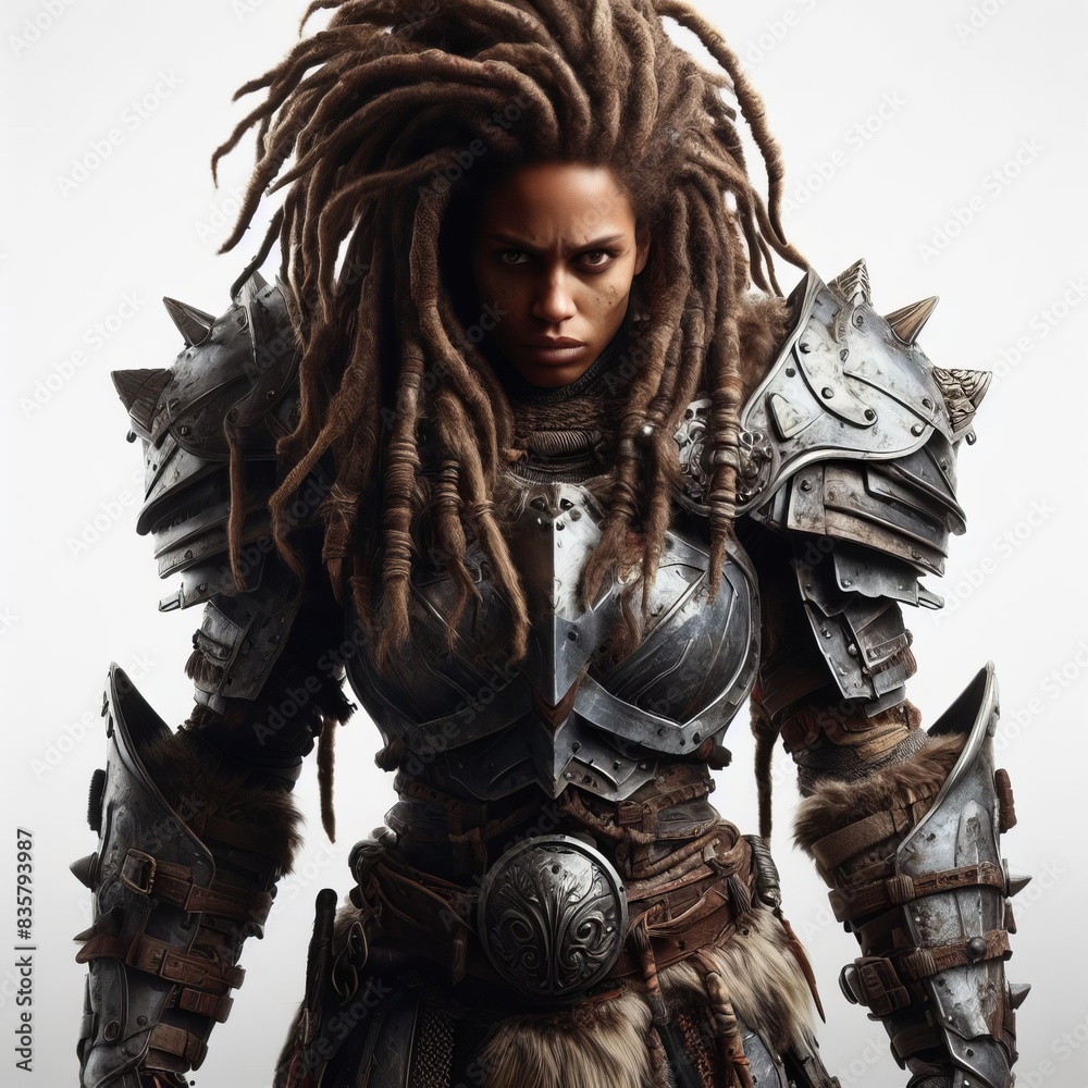 Fototapeta premium Dark glamour: Woman with sword, showcasing elegance, beauty, and sensuality in close-up portrait