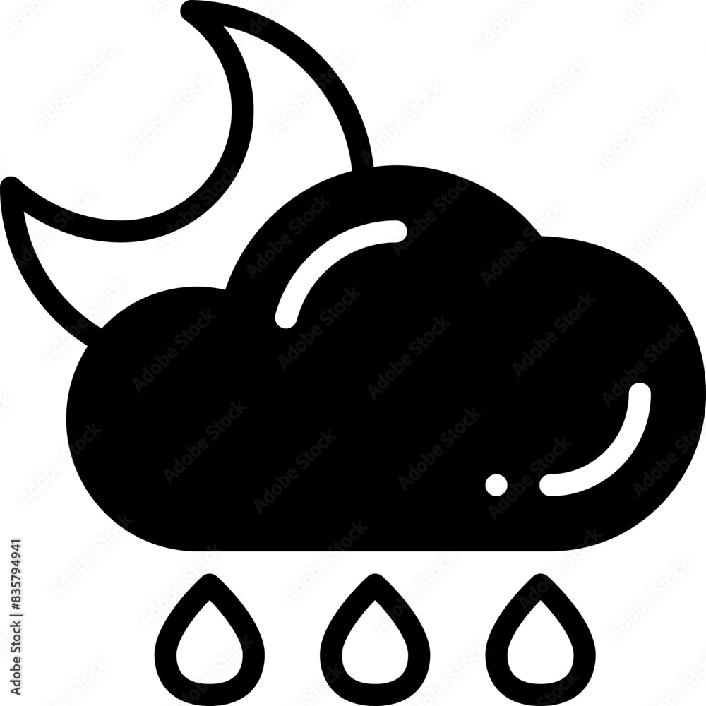 rainy night solid line icon rainy night solid line icon