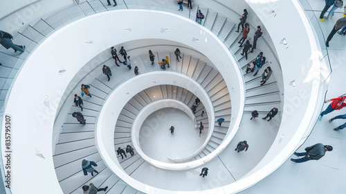 Elegant spiral staircase in a modern building