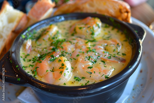 Potted Shrimps with brown bread, in a seaside café.