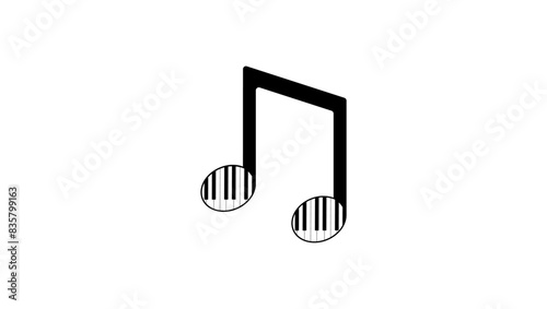 piano note ,black isolate silhouette