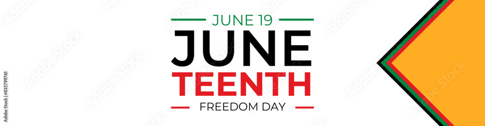 June Teenth Freedom Day. June 19. Holiday concept. Freedom or Emancipation day. Template for background, banner, flyer, web, card, poster with text inscription. Vector illustration